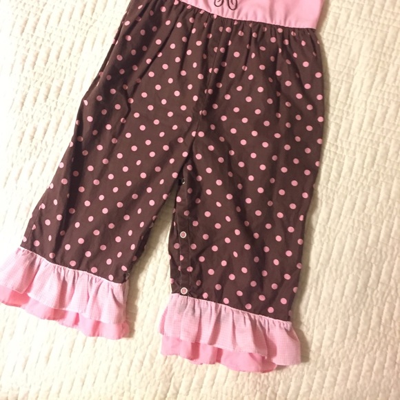 Toddler girl jumper/overalls with monogram A - Picture 4 of 5